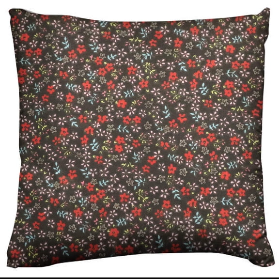 Cotton Small Flower Print Floral Decorative Throw Pillow/Sham Cushion Cover Black