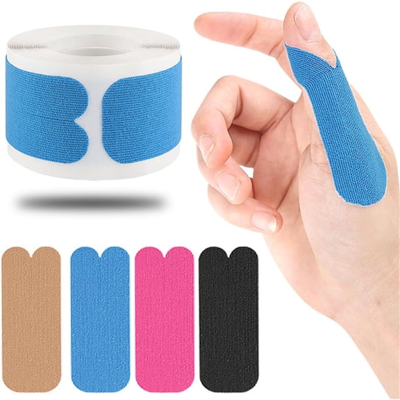 Kinesiology Tape, Precut Thumb Tape for Joint Support & Stability, Elastic Thumb Protect Straps Cotton Athletic Tape for Arthritis, Tendonitis, Trigger Fiinger, 50 Strips/Roll Blue