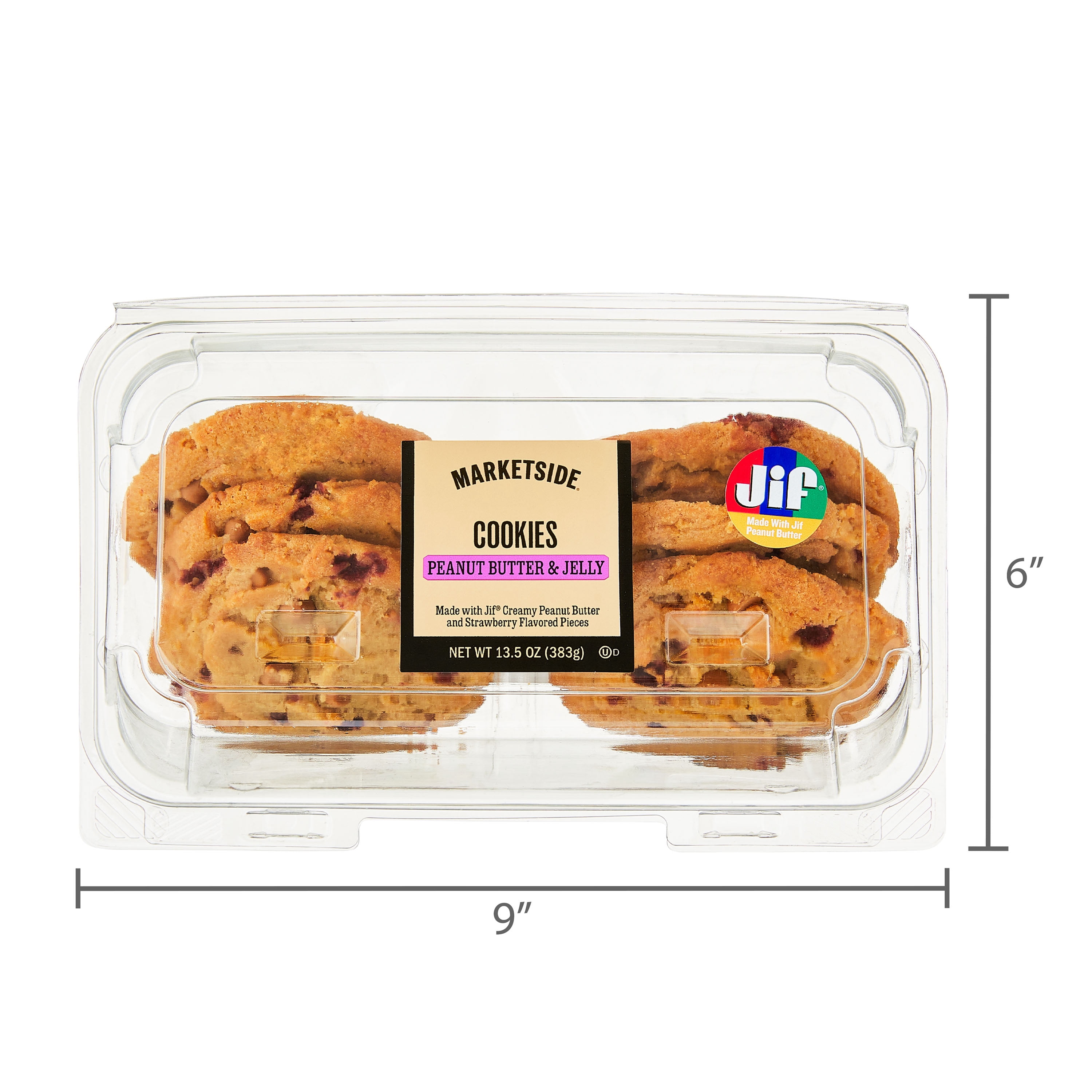 Marketside Peanut Butter & Jelly Baked Cookies made with Jif Peanut Butter, 13.5 oz, 6 Count