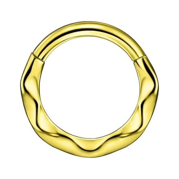 316L Gold Plated Surgical Steel Wavy Hinged Piercing Earrings Hoop for Daith Septum Piercing 16 gauge Septum Jewelry 8mm Septum Rings