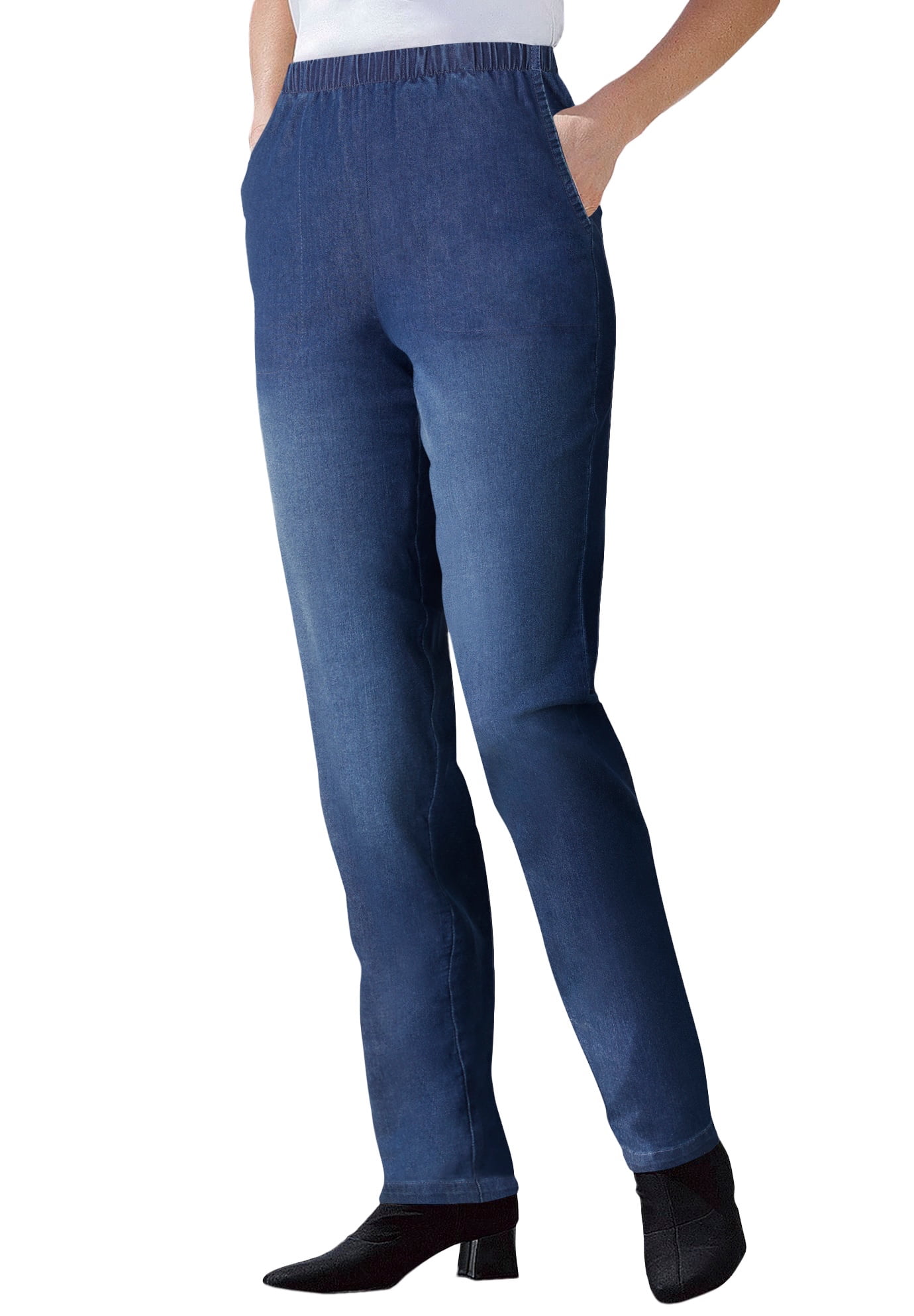 Woman Within Women's Plus Size Straight Leg Fineline Jean Jean