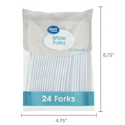 Great Value Plastic Disposable Forks, Basic White, 24 Count