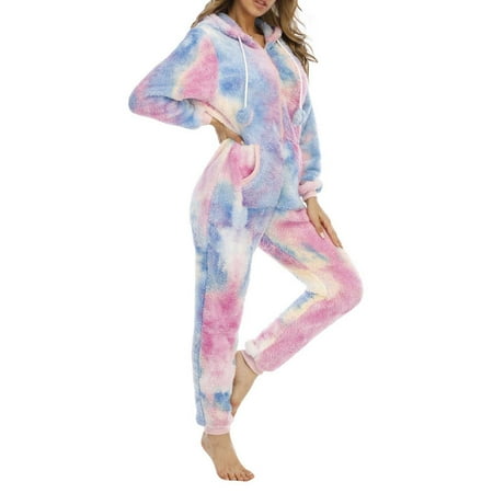 

Tuscom Christmas Onesie Pajamas for Women Ladies Long-sleeved Zipper Hooded Earless Jumpsuit For Sleepwear Home Wear