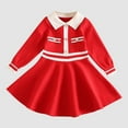 thumbnail image 4 of GUOBIOZIY Baby Girl Party Dress Girls Ribbed Knit Sweater Dress Kids Long Sleeve Casual Playwear Dress Red,6-7 Y, 4 of 7