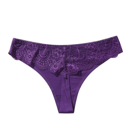 

EHTMSAK Women s No Show Thong Underwear Soft Low Rise Breathable Briefs Purple 2X