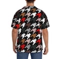 thumbnail image 3 of Balery Houndstooth Green Red Camisa Casual de Manga Corta con Botones para Hombre, Texturizada, Estilo Cubano, para Playa, Verano-4X-Large, 3 of 5