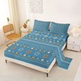 thumbnail image 2 of Castle Fairy Boho Tribal Pattern Bed Sheets 4-Piece,Geometric Floral Full Size Sheets,Blue Apricot Pale Cyan,1 Flat Sheet, 1 Fitted Sheet and 2 Pillowcases, 2 of 7