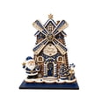 thumbnail image 2 of 2D Flat Christmas Wooden Gingerbread Windmill House Tabletop Ornament Rotatable Fan Blade Blue Gold Desktop Decor With For Party Christmas Gift, 2 of 8