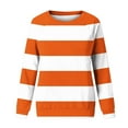 thumbnail image 4 of Scyoekwg Sweatshirt for Women Round Neck Raglan Sleeve Sweatshirt Long Sleeve Striped Dressy Casual Blouse Tops for Women Trendy Loose Pullover (Orange,M), 4 of 4