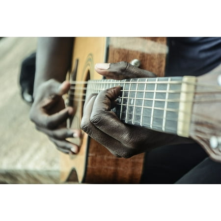 Canvas Print Musician Hands Guitar Musical African American Stretched Canvas 10 x