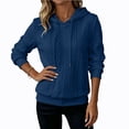 thumbnail image 5 of Tqcoqu Women's Cable Knit Textured Pullover Hoodie,Drawstring Hood Long Sleeve Loose Casual Sweatshirt Tops For Fall Winter,Navy Women's S-XXL, 5 of 7