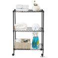 thumbnail image 2 of Tcbosik 3-Tier Wire Storage Shelves, Shelving Unit with Wheels, Metal Rack with Adjustable Shelves for Kitchen Pantry Closet Living Room, Black, 2 of 8