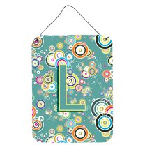 Letter L Circle Circle Teal Initial Alphabet Wall or Door Hanging Prints