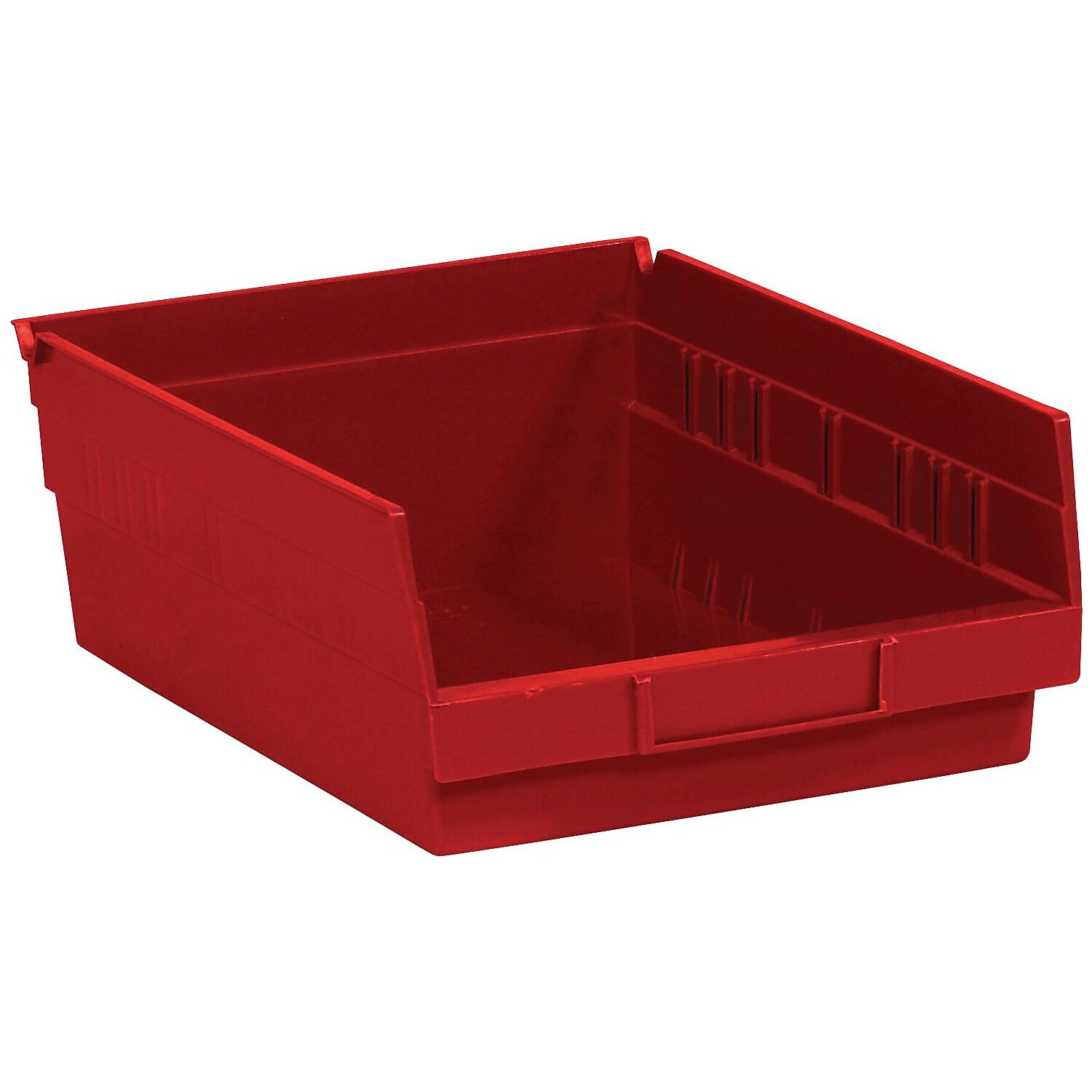 Nestable Shelf Storage Bin Red 6-5/8"W x 11-5/8" D x 4"H Plastic Lot of 12 