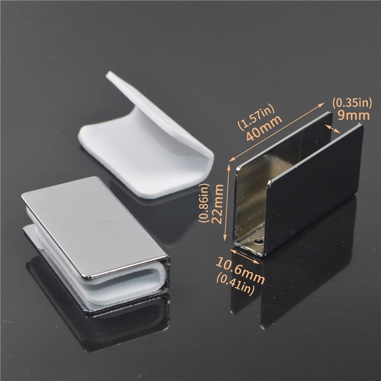 Uxcell 2-Pack Steel Magnetic Latch Clamps For Glass Cabinets – No Drilling, Just Clip And Go (Black, 1.6'')