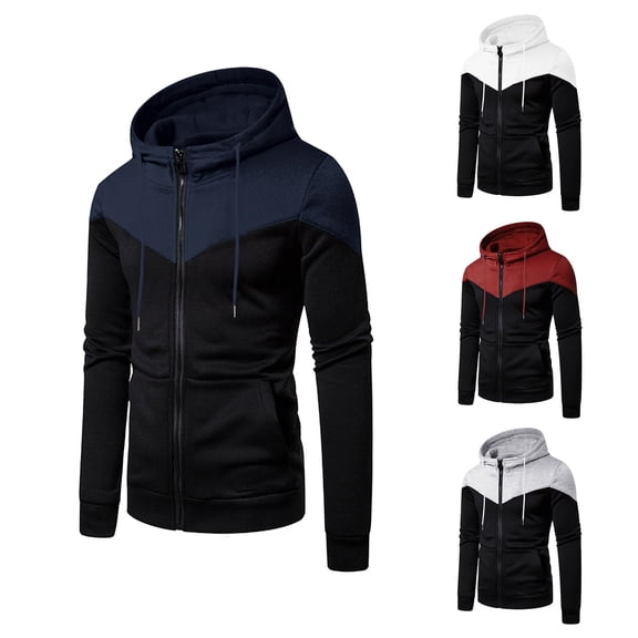 Namayuj Men's Hoodies Fall Color Block Hooded Sweatshirt Athletic Sweater Tops Soft Long Sleeve Hoodie with Pcokets