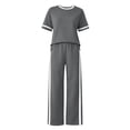 thumbnail image 7 of Gealkoca Womens Summer Two Piece Sets Sportswear Wide Leg Pants Casual Sports Set Travel Vacation Short Sleeve Sets Matching Sets Women Clothing, 7 of 7