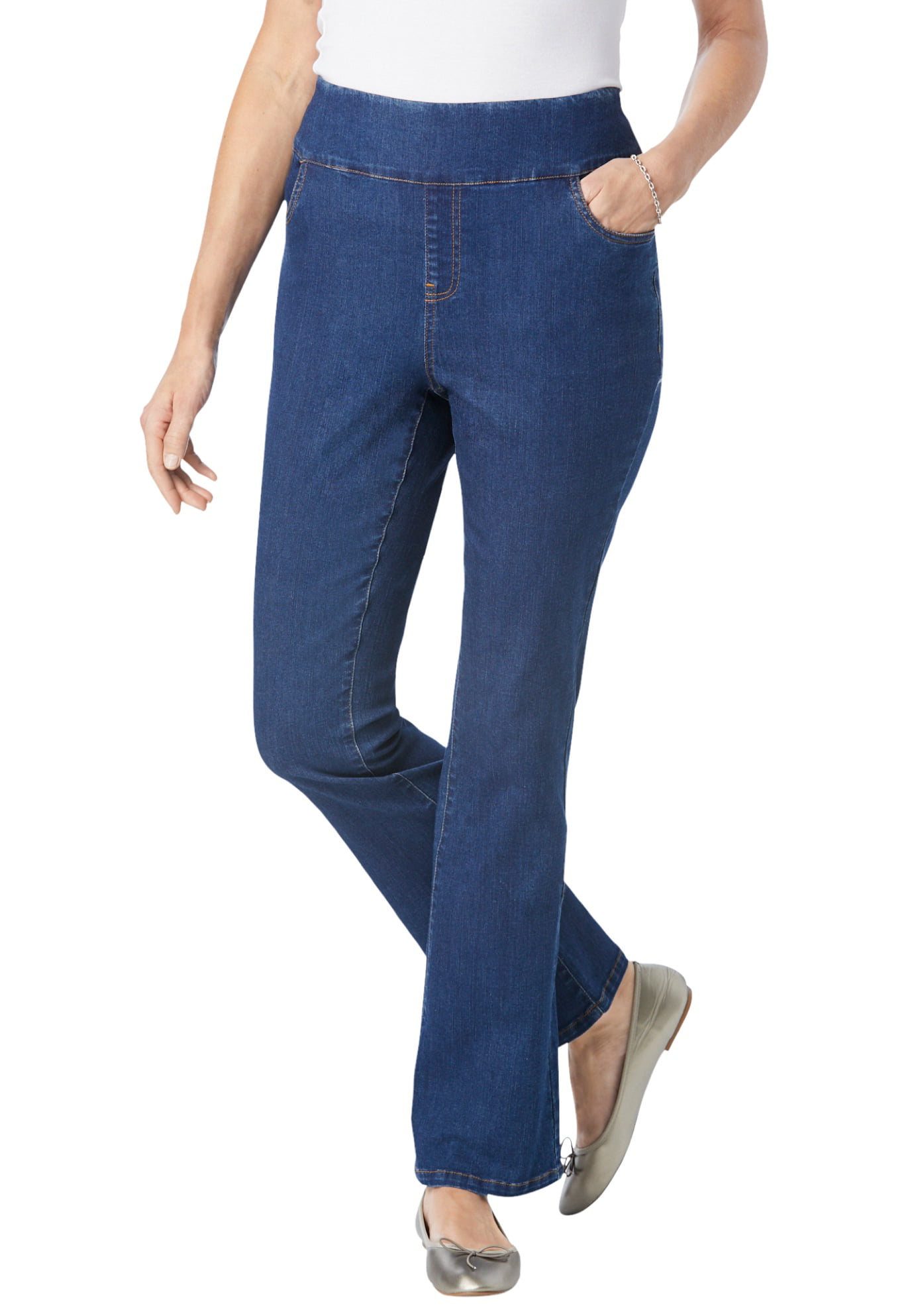 Woman Within - Woman Within Women's Plus Size Tall Pull-On Bootcut Jean ...