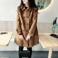 thumbnail image 3 of comerut Women Fall Winter Trench Coat Double-breasted Thick Warm Vintage Woolen Mid Length Pockets Lapel Buttons Loose Cardigan Long Sleeve Lady Jacket, 3 of 8