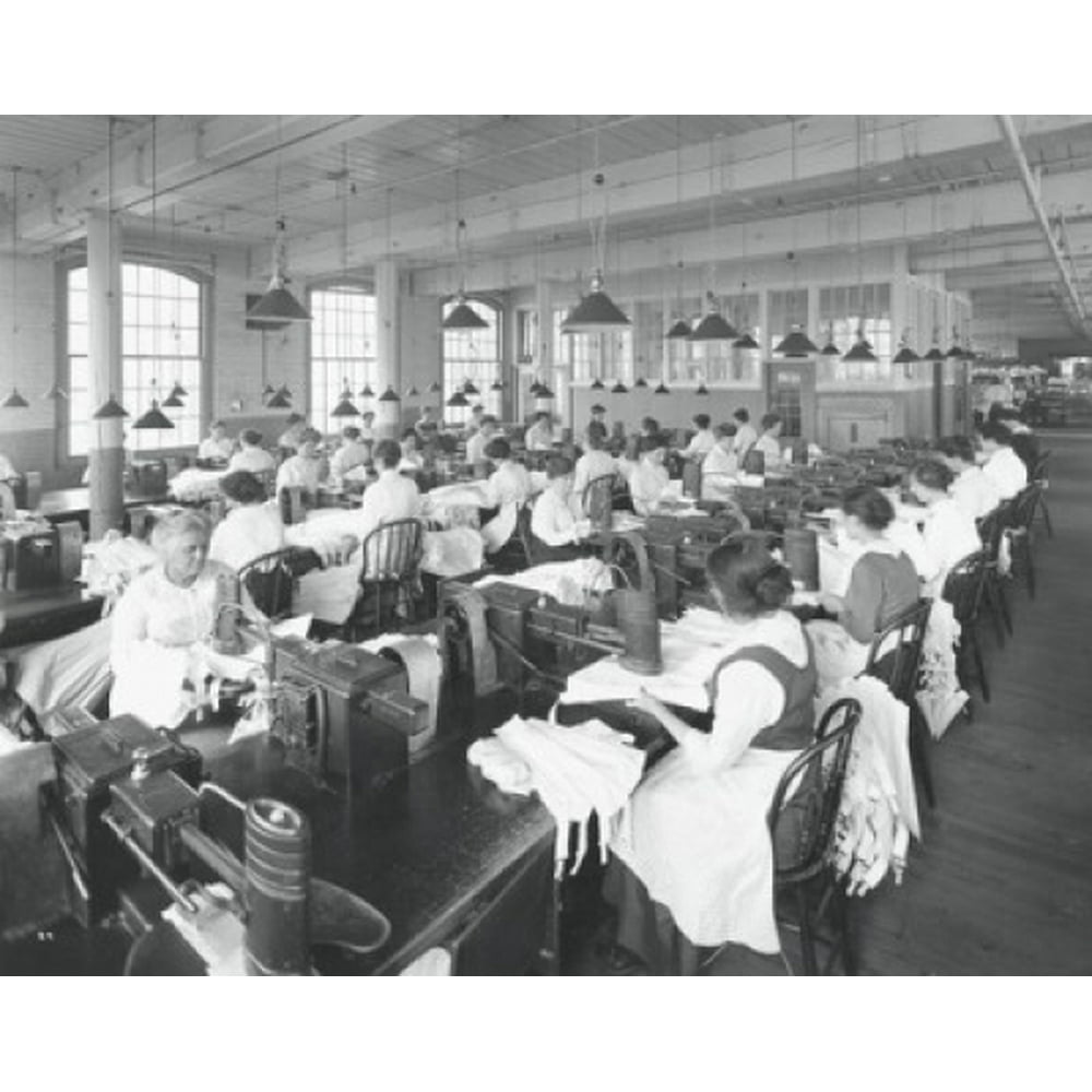 Group of female workers in a textile factory 1900s Poster Print (24 x