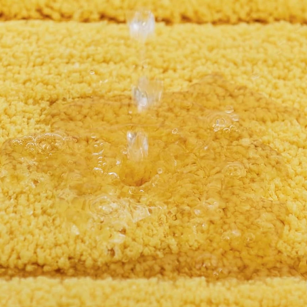 FUDAKUNA Soft Fluffy Yellow Bathroom Rugs Non-Slip Backing 16" x 24" Plush Absorbent Bath Mats Machine Washable