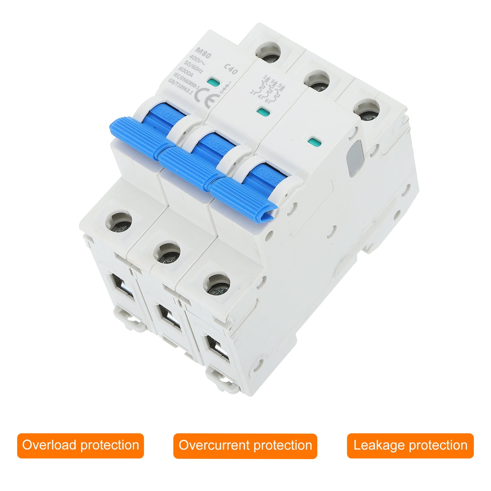 1 Pcs AC Miniature Circuit Breaker 3P 40A 400V Isolator M80AC DIN Rail Mount Disconnect Switch Circuit Breaker Protection Thermal Magnetic Trip