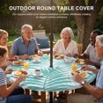 thumbnail image 3 of Round Outdoor Tablecloth with Umbrella Hole and Zipper, Teal Palm Leaves Tablecloth with Elastic Waterproof, Summer Botanical Tropical Plants Patio Table Covers for 31" - 35" Picnic Pool Tables, 3 of 9