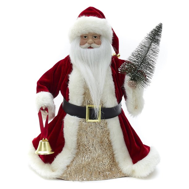 Kurt Adler 12 in. Cone Santa Holding Christmas Tree and ...