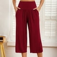 thumbnail image 7 of FNFYFH Womens Wide Leg Cropped Yoga Pants High Waisted Soft Stretch Modal Lounge Pants Pleated Palazzo Capri Pants, 7 of 7