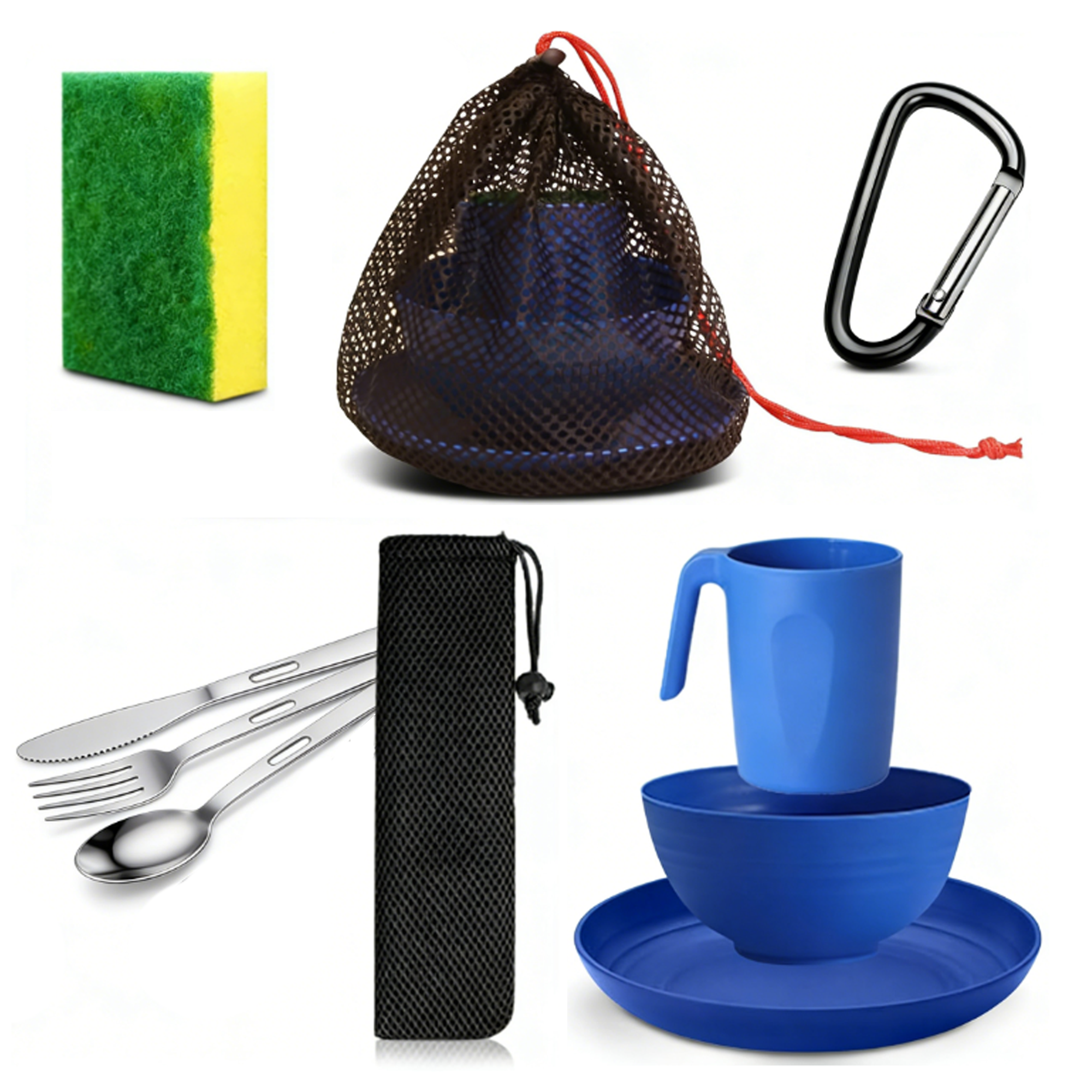 Camping Utensils, Camping Mess Kit for Travel, Picnic, Outdoor, Camping Gear Include Knife, Spoon, Fork Cutlery Set, Cup, Bowl, Plate, Camping Essentials