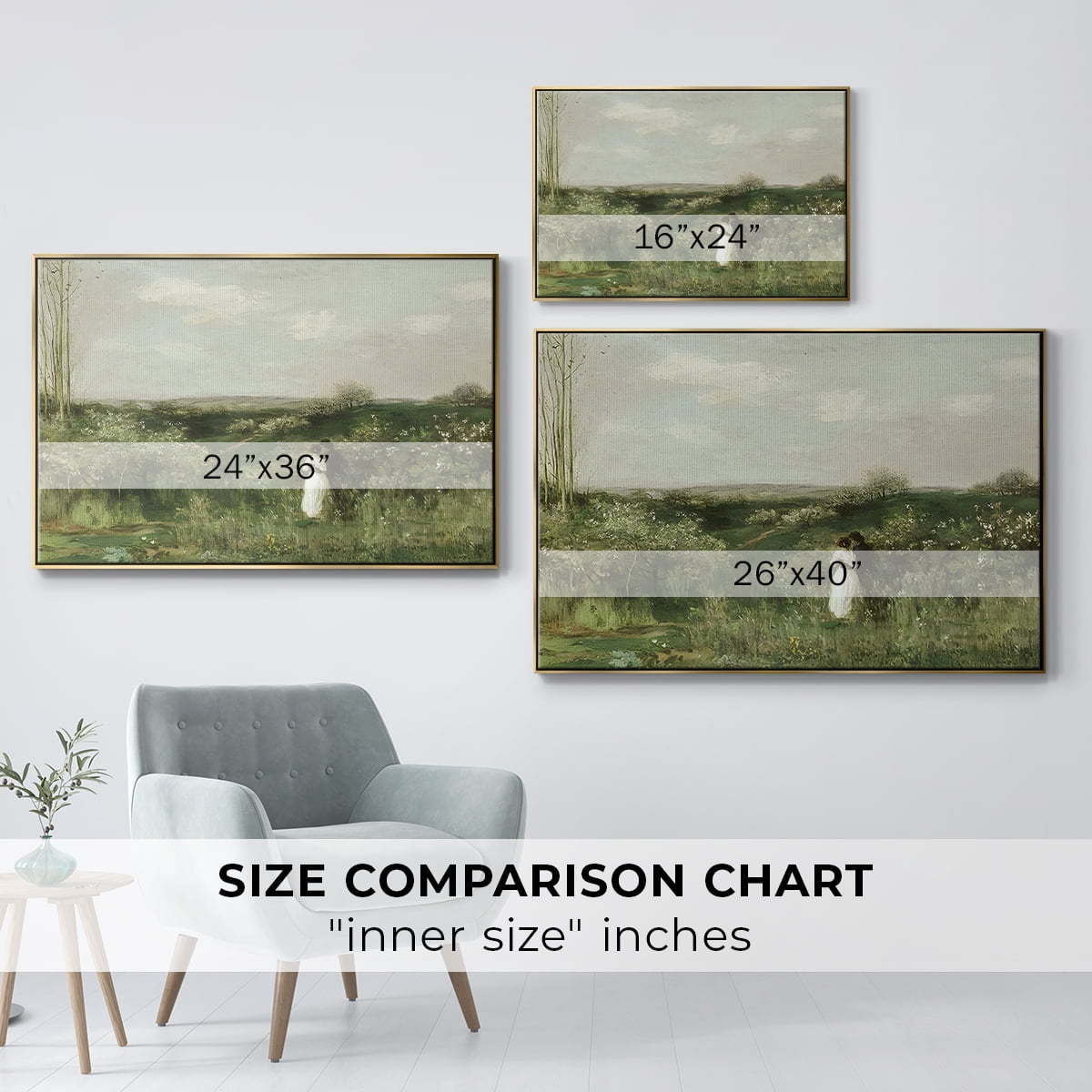 Vintage Landscape-CCXLVI By Wexford Home Framed in Gold Wood Gallery Wrapped Canvas 17 in. x 25 in.