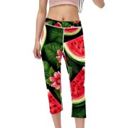 High Waist Capris Gym Pants Compression Leggings for Women, Not See-Through Printed Leggings for Women, Suitable for Running, Fitness, and Yoga