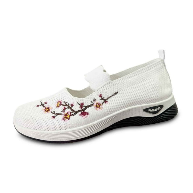 Chaussures Décontractées pour Femmes Légères Chaussures Décontractées Compensées Chaussures de Ville Décontractées pour Femmes Design Brodé Respirant Chaussures de Tennis Confortables pour Femmes Chaussures Décontractées pour Femmes