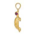 thumbnail image 3 of 14K Yellow Gold Turtle Charm Pendant Necklace with Chain and Ruby Eyes, 3 of 4