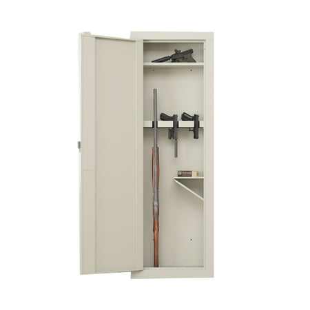 Huloretions Wall Gun Safe Gun Safes & Cabinets Heavy Duty Anti-Theft Security Cabinet Wall Safes Between The Studs Quick-Access Rifle Safe With Removable Shelf And Digital Keypad