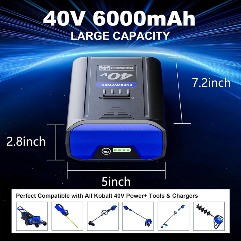 Replacement for Kobalt 40V Battery: 6.0Ah Lithium ion Replace for 40 Volt Max Batteries KB-540-06 KB440-06‎ KB240-06 KB2540C-06 KB640-03 Cordless Power Tool Battery