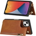 thumbnail image 5 of Crossbody Wallet Case for iPhone 14 Plus with Card Slot Holder,iPhone 14 Plus Magnetic Flip Folio Purse Case, PU Leather Zipper Handbag with Detachable Lanyard Strap 6.7 Inch (Brown), 5 of 14