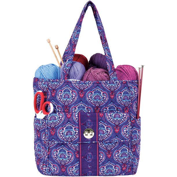 Mary Maxim Quilted Yarn Stash Bag 21X10X6Lavender Tapestry Walmart
