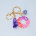 thumbnail image 1 of Hangs 2 Resin Glittering Letter Keychain with Color Stitching Flowing Design Purple Drop Glue English Character Key Chain for Daily Use, 1 of 4