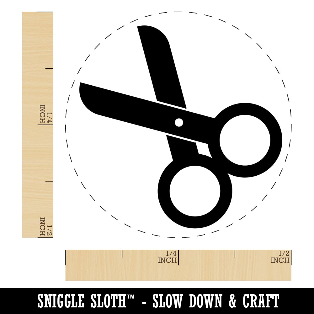 Scissors Symbol Self-Inking Rubber Stamp Ink Stamper - Dry Pad (No Ink) - Mini 1/2 Inch
