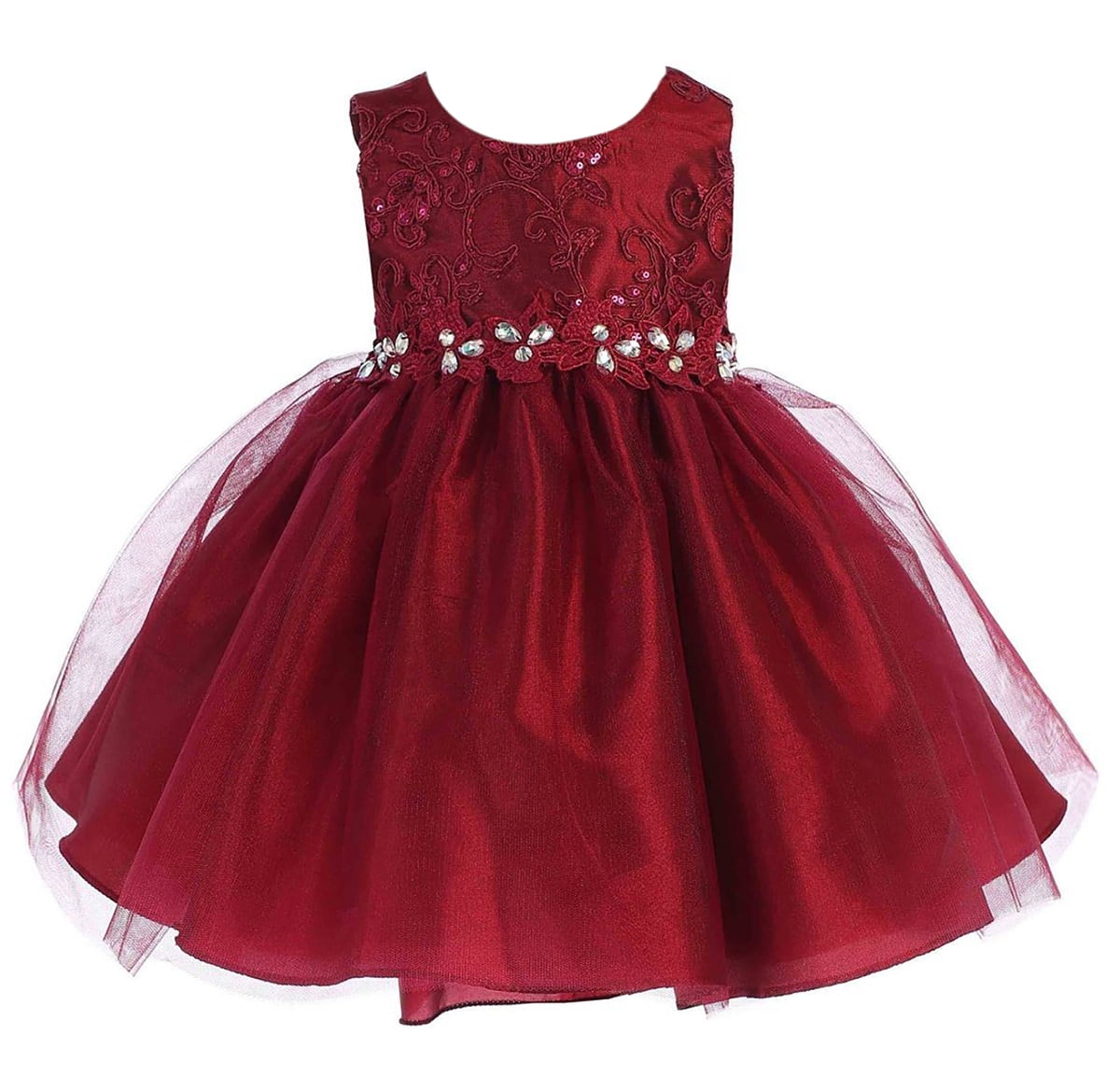 Baby Girls Embroidered Floral Mesh Lace Chirstmas Holiday Flower Girl