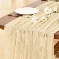 CyanCloud Cheesecloth Table Runner, Boho Gauze Cheese Cloth Table Runner Rustic Sheer Runner 300cm Long for Wedding Bridal Baby Shower Birthday Party Cake Table Decorations (Beige)