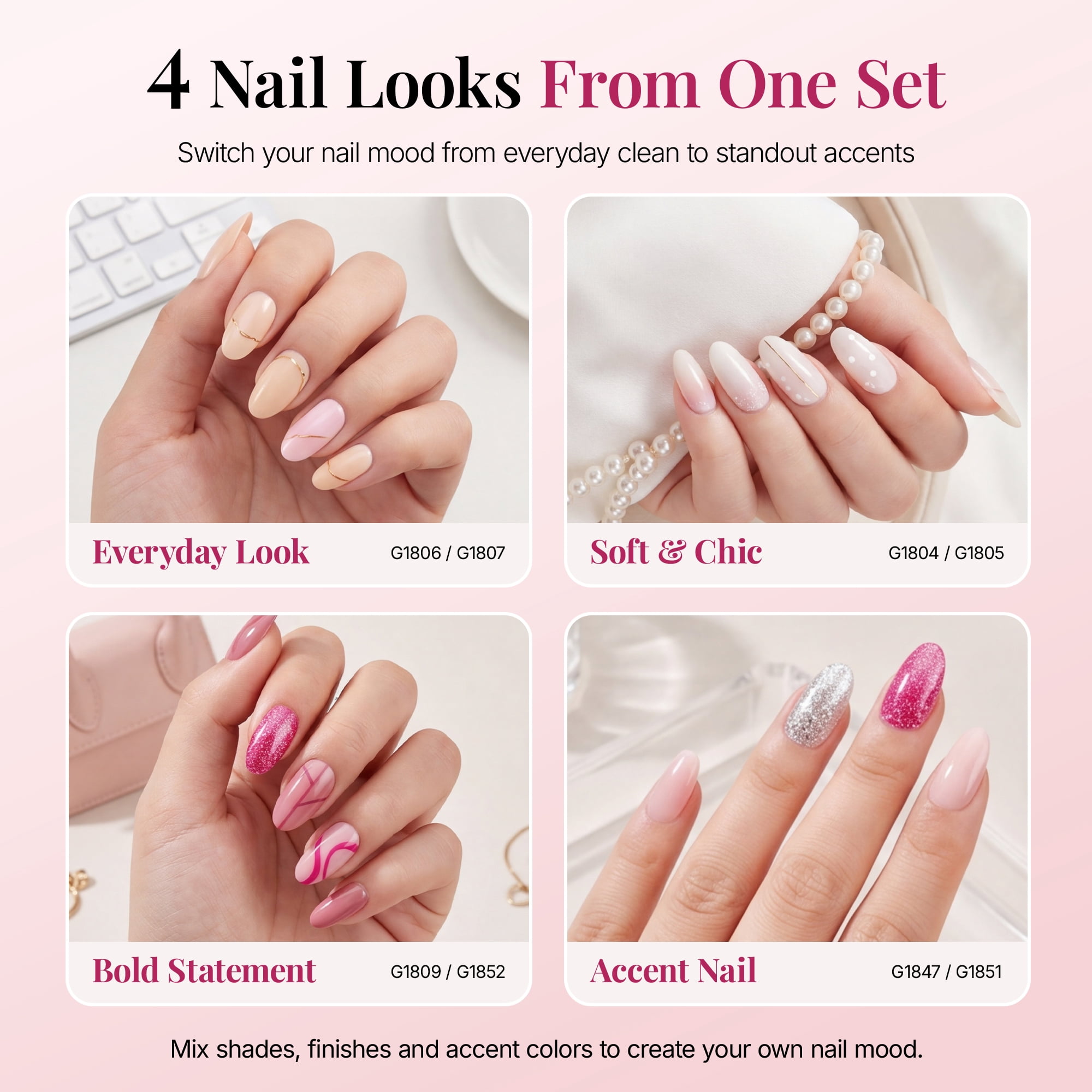 Morovan 10-Color Gel Nail Polish Set,Milky White Nude Pink Sheer with Base Coat,Top Coat & Matte Top Coat,Gift Set for Women