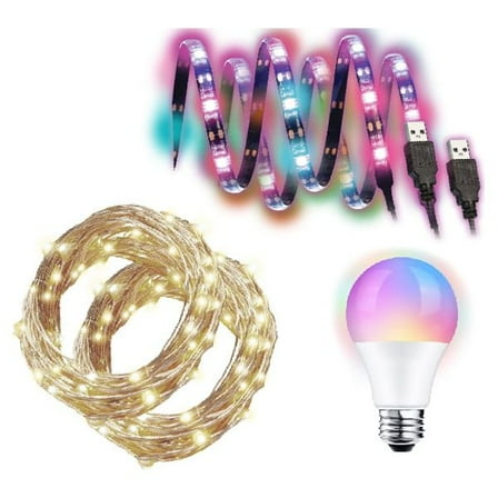 LEDeez LED Light Kit, 2-8ft Light Strips, Light Bulb, 2-6ft String Lights, Remote, Child Novelty Toy