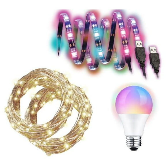 LEDeez LED Light Kit, 2-8ft Light Strips, Light Bulb, 2-6ft String Lights, Remote, Child Novelty Toy