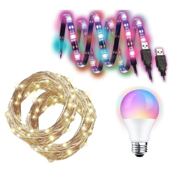LEDeez LED Light Kit  2-8ft Light Strips  Light Bulb  2-6ft String Lights  Remote  Child Novelty Toy