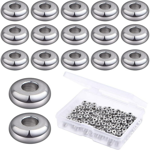 200pcs 4 mm Flat Round Spacer Beads Stainless Steel Disc Rondelle Spacer Loose Beads Slices with a Box Accessories for DIY Necklace Bracelet Jewelry Making Findings