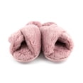 thumbnail image 5 of Gold Coast Women's Open Toe Cross Over Plush Slippers in Pink, Small, 5 of 6