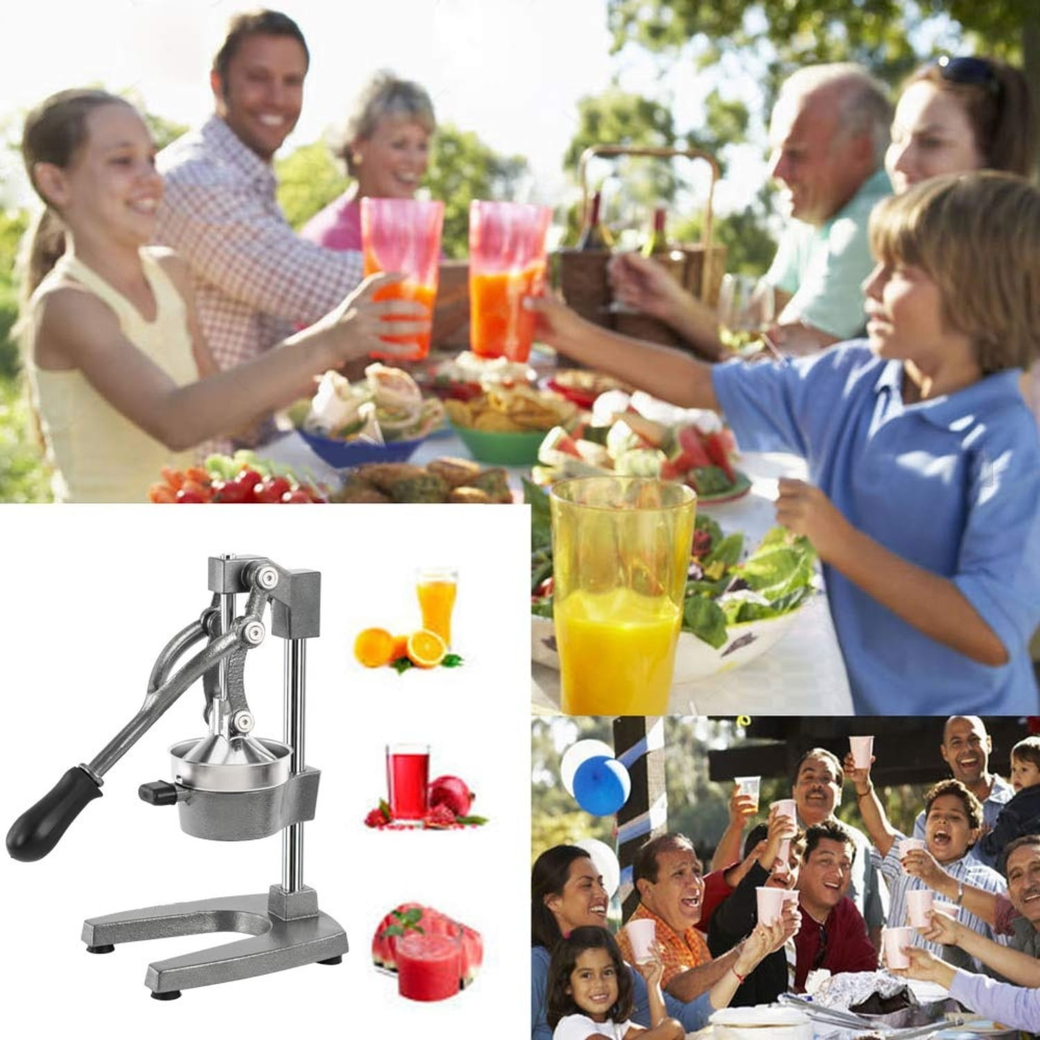 UBesGoo Juicer Hand Press Manual Fruit Juicer Juice Squeezer Citrus Orange Lemon Pomegranate, Gray