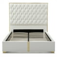 thumbnail image 3 of Rollie Vegan Leather Upholstered Queen Bed Frame In Cream, 3 of 8
